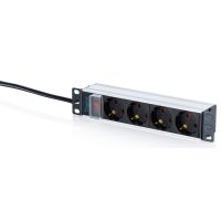 DIGITUS 10" Steckdosenleiste mit Aluminiumprofil, 4-fach Schutzkontaktsteckdose, mit Schalter