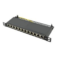 LogiLink Patch Panel - Rack montierbar - CAT 6 - STP - RJ-45 X 12 - Schwarz, RAL 9005 - 0.5U - 25.4 cm (10")