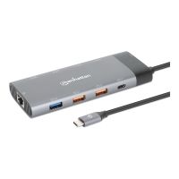 Manhattan USB-C Dock/Hub, Ports (x10): Ethernet, HDMI (x2 8k)