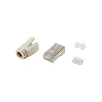 Equip Cat.6A RJ45 Geschirmter Stecker-Satz, 100 Stück pro Packung, RJ-45, Edelstahl, Transparent, Weiß, Männlich, Gerade, Cat6a, Gold