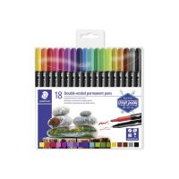 STAEDTLER 3187 - Doppelspitzenfilzstift - permanent - verschiedene Farben - 3 mm / 0.5 mm - fein / extrafein (Packung mit 12)
