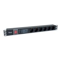 Equip Deutsche Stromverteilereinheit mit 6 Ausgängen, mit Überspannungsschutz, integriertem Leitungsanschluss, 1U, Aluminium, 6 AC-Ausgänge, Typ F, Typ F, 1,8 m