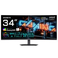 Gigabyte MO34WQC36 34” WQHD Curved Gaming-Monitor - 3440 x 1440, 360Hz, 0.03ms, KVM, 300 cd/m², FreeSync Premium Pro, DisplayHDR True Black 500, HDMI 2.1, DisplayPort 2.1, 86,4 cm (34"), 3440 x 1440 Pixel, Wide Quad HD, QD-OLED, 0,03 ms, Schwarz