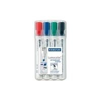 STAEDTLER Lumocolor - Marker - für Glas, Whiteboard, Porzellan - Schwarz, Rot, Blau, Grün - 2-5 mm (Packung mit 4)