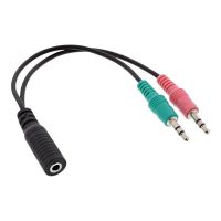 InLine Audio Headset Adapterkabel - 2x 3,5mm Stecker an 3,5mm Buchse CTIA - 0,15m