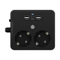 ICY BOX IB-MPS2220B-CH - Steckdosenleiste - für Tisch- oder Wandmontage, mit USB-Ladegerät - Wechselstrom 230 V - Eingabe, Eingang power CEE 7/7 - Ausgangsanschlüsse: 2 (2 x USB, 24 pin USB-C, 2 x CEE 7/3)