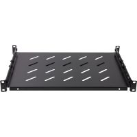 Rockstable 1 HE 19" Schwerlast Fachboden, Regalboden, Schwarz, SPCC, Stahl, 100 kg, 1U, Oval