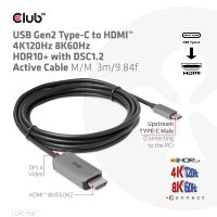 Club 3D USB Gen2 Type-C auf HDMI 4K120Hz/8K60Hz HDR10, DSC1.2 Aktives Kabel St./St. 3m