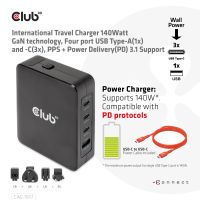 Club 3D Ladegerät 140W GaN PPS + Power Delivery (PD) 3.1 Unterstützung