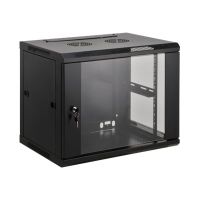 Intellinet Network Cabinet, Wall Mount (Standard), 6U, Usable Depth 500mm/Width 540mm, Black, Assembled, Max 60kg, Metal & Glass Door, Back Panel, Removeable Sides,Suitable also for use on desk or floor, 19",Parts for wall install (eg screws/rawl plugs)