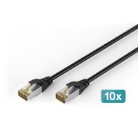 DIGITUS CAT 6A S/FTP Outdoor-Patchkabel, PE, 10 Stück, 1 m, Cat6a, S/FTP (S-STP), RJ-45, RJ-45, Schwarz