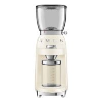 SMEG CGF11CREU, Mühle mit Mahlwerk, 350 g, Kegelmahlwerk, Edelstahl, Cremefarben, Transparent, Kunststoff, Silikon, Edelstahl