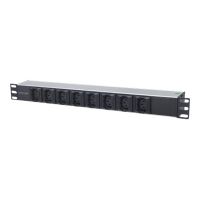 Intellinet 19" 8-fach Steckdosenleiste mit C13-Kaltgerätesteckdosen und Kabelklemmen, PDU mit abnehmbarem Stromkabel (2 m)