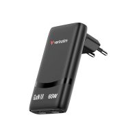 Verbatim Fold 'n' Go - Netzteil - GaN - 65 Watt - 3.25 A - Power Delivery 3.0 + PPS - 2 Ausgabeanschlussstellen (USB-C)