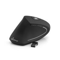 MEDIARANGE Vertikale Maus - ergonomisch - Für Linkshänder - optisch - 6 Tasten - kabellos - 2.4 GHz - kabelloser Empfänger (USB)