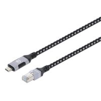 Manhattan 394826, RJ-45, USB-C, 2 m, Schwarz, Silber