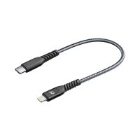 Cellularline Tetra Force Cable 15cm - USB-C to Lightning, 0,15 m, Lightning, USB C, Männlich, Männlich, Schwarz