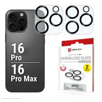 E.V.I. 02116, Apple, iPhone 16 Pro/16 Pro Max, Staubresistent, Schlagfest, Kratzresistent, Schwarz, Transparent, 2 Stück(e)