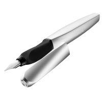 Pelikan Twist P457 Silber M + 1 GTP FS, Silber, Integriertes Befüllsystem, Rundspitze, Edelstahl, Medium, Box
