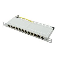 LogiLink Patch Panel - Rack montierbar - CAT 6a - STP - RJ-45 X 12 - Hellgrau, RAL 7035 - 0.5U - 25.4 cm (10")