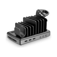 Lindy Ladestation - 160 Watt - PD 2.0, PD 3.0, QC 3.0, QC 4.0, AFC, Power Delivery 3.1, USB BC 1.2, Apple 2.4A, PD/PPS - 6 Ausgabeanschlussstellen (3 x USB Typ A, 3 x USB-C)