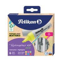 Pelikan Textmarker 490 eco, 6 Stück(e), Mehrfarbig, Meißel, Recycelbarer Kunststoff, Fett/Fein/Mittel, 1 mm