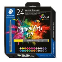 STAEDTLER Pigment Arts Brush Pen, 24 Farben, Mehrfarbig, Rund, Kunststoff, Polypropylen (PP), Tinte auf Wasserbasis, Erwachsene & Kinder