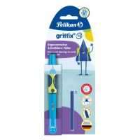 Pelikan griffix® Füller für Rechtshänder, Neon Fresh Blue, Blau, Kartuschenfüllsystem, Blau, Kunststoff, Edelstahl, Rechtshändig