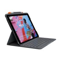 Logitech Slim Folio - Tastatur und Foliohülle - kabellos - Bluetooth LE - QWERTZ - Schweiz - Oxford Gray - für Apple 10.9-inch iPad (10. Generation)
