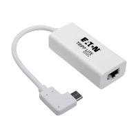 Eaton Tripp Lite Series USB C to Gigabit Adapter Converter USB 3.1 Gen 1 Right-Angle White 6in USB Type C to Ethernet Network Adapter