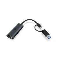 ICY BOX IB-LAN301-C3, Kabelgebunden, USB Type-A/USB Type-C, Ethernet, 2500 Mbit/s, Anthrazit