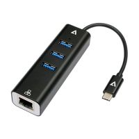 V7 V7UCRJ45USB3 - Hub - 3 x SuperSpeed USB 3.0 + 1 x 1000Base-T