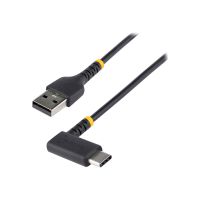 StarTech.com 1ft (30cm) USB A to C Charging Cable Right Angle, Heavy Duty Fast Charge USB-C Cable, USB 2.0 A to Type-C, Durable and Rugged Aramid Fiber, 3A, S20/iPad/Pixel - High Quality USB Charging Cord (R2ACR-30C-USB-CABLE)