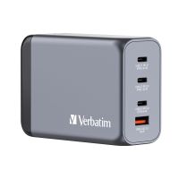 Verbatim Netzteil - GaN - 240 Watt - 5 A - Power Delivery 3.1, QC 3.0, PD 3.0, PD/PPS - 4 Ausgabeanschlussstellen (3 x USB-C, USB Typ A)