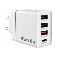 Verbatim Netzteil - 30 Watt - 5 A - PD 3.0, QC 3.0 - 4 Ausgabeanschlussstellen (24 pin USB-C, 3 x USB Typ A)