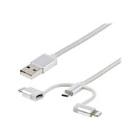 StarTech.com USB Lightning Kabel - USB-C Micro-B Laddekabel - 1m - geflochten - Silber - USB auf Lightning Kabel - USB zu USB C - USB-Kabel - USB (M)