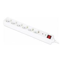 Manhattan Power Distribution Unit EU (2-pin), x6 gang/output with on/off switch (neon)