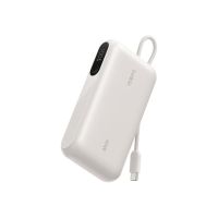 Belkin UltraCharge - Powerbank - mit integriertem Kabel und Display - 10000 mAh - 45 watt - Fast Charge - 3 Ausgabeanschlussstellen (2 x USB-C, USB)
