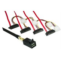 DINIC SAS Kabel SFF-8643 auf SFF-8482 gewinkelt, 0,75m HD mini SAS auf 4x Data/Power, Low Profile