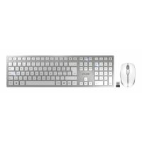 Cherry DW 9100 SLIM, Kabellos, RF Wireless + Bluetooth, Scherenschalter, QWERTZ, Silber, Weiß, Maus enthalten