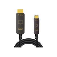 LogiLink Premium High Speed - Adapterkabel - 24 pin USB-C männlich zu HDMI männlich - 15 m - doppelt geschirmtes Kupfer/Glasfaser-Hybridkabel - Schwarz - Active Optical Cable (AOC)