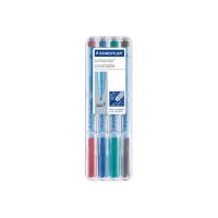 STAEDTLER Lumocolor correctable 305 - Marker - nicht dauerhaft - Schwarz, Rot, Blau, Grün - 0.6 mm - fein - mit Radierer (Packung mit 4)