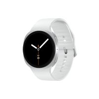 Samsung Galaxy Watch8 - 44 mm - silber - intelligente Uhr mit Sportband - Gummi - weiß - Bandgröße: M/L - Anzeige 3.7 cm (1.47")