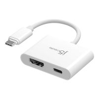 j5create JCA152 - Videoadapter - 24 pin USB-C männlich zu HDMI, 24 pin USB-C weiblich - 8.2 cm - weiß - 4K Unterstützung, USB-Stromversorgung (100 W)