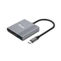 Equip 3-in-1-USB-C-zu-HDMI-/USB-A-/USB-PD-Adapter, 3.2 Gen 1 (3.1 Gen 1), USB Typ-C, HDMI-Ausgang, 3840 x 2160 Pixel