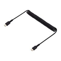StarTech.com 1m USB C auf USB C Kabel, hochbelastbares Spiralkabel zum Laden und Synchronisieren, USB C 2.0 Kabel, robuste Aramidfaser, Schnellladekabel mit EMI Schutz, schwarz (R2CCC-1M-USB-CABLE)