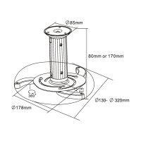 InLine Deckenhalterung für Beamer - Höhe 130/200mm - max. 10kg