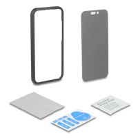 Delock Schutzfolie für iPhone 16 mit Sichtschutz aus gehärtetem Glas Anti Spy 2 Wege Blickschutz mit Installationshilfe, Apple, iPhone 16, Kratzresistent, Schlagfest, Splitterfrei, Schwarz, 1 Stück(e)