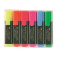 FABER-CASTELL TEXTLINER 48 REFILL - Textmarker - Blau fluoreszierend, fluoreszierend orange, fluoreszierend rot, fluoreszierend gelb, fluoreszierend grün, fluoreszierend rosa - wasserbasierte Tinte - 1-2-5 mm (Packung mit 6)