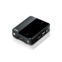 ATEN 2-Port USB DisplayPort/Audio KVM Switch (4K unterstützt und Kabel enthalten), 4096 x 2160 Pixel, 4K Ultra HD, 2,18 W, Schwarz